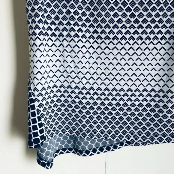 Cleo Asymmetrical B&W Geometric Patchwork Draped Neck Top - Picture 9 of 16